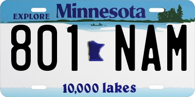 MN license plate 801NAM