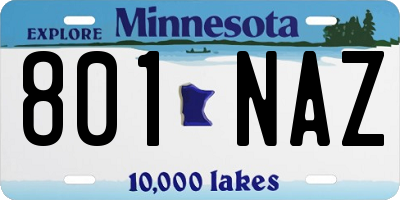 MN license plate 801NAZ