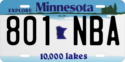 MN license plate 801NBA