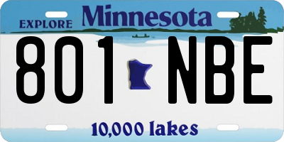 MN license plate 801NBE