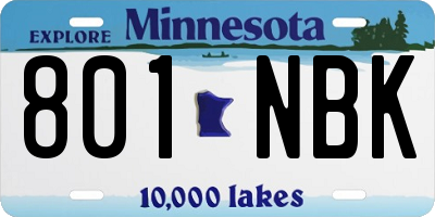MN license plate 801NBK