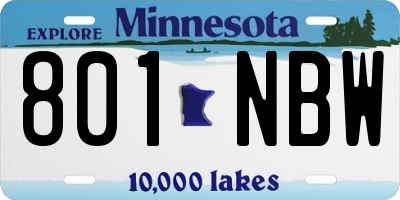 MN license plate 801NBW