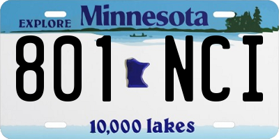 MN license plate 801NCI