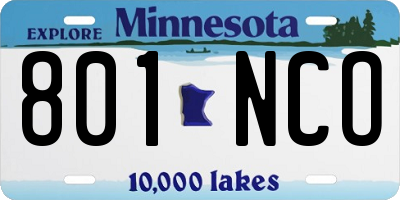 MN license plate 801NCO