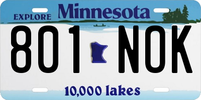 MN license plate 801NOK