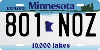 MN license plate 801NOZ