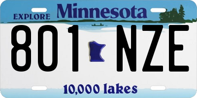 MN license plate 801NZE