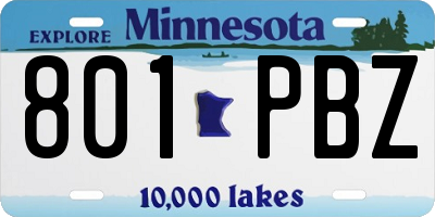 MN license plate 801PBZ