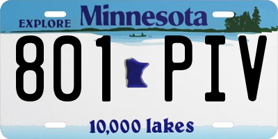 MN license plate 801PIV