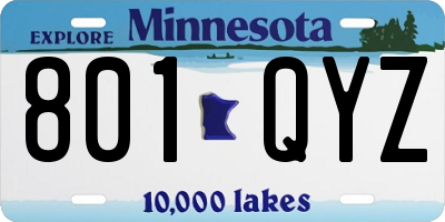 MN license plate 801QYZ