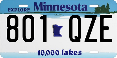 MN license plate 801QZE
