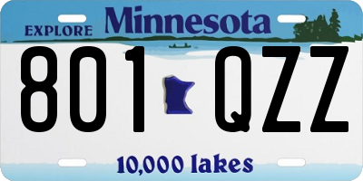 MN license plate 801QZZ