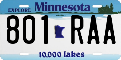 MN license plate 801RAA