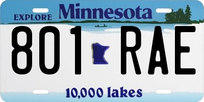 MN license plate 801RAE