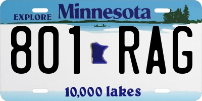 MN license plate 801RAG
