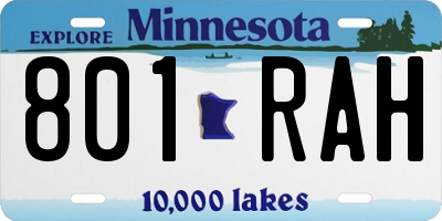 MN license plate 801RAH