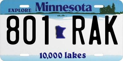MN license plate 801RAK