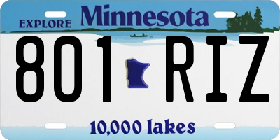 MN license plate 801RIZ