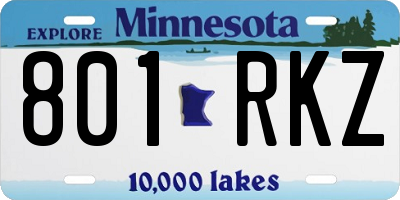 MN license plate 801RKZ