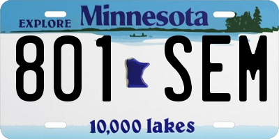 MN license plate 801SEM