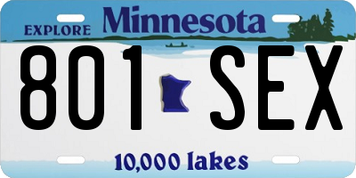 MN license plate 801SEX