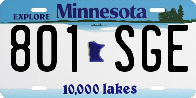 MN license plate 801SGE