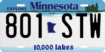 MN license plate 801STW