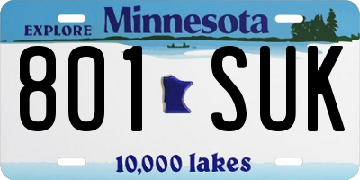 MN license plate 801SUK