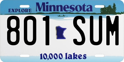 MN license plate 801SUM