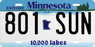 MN license plate 801SUN