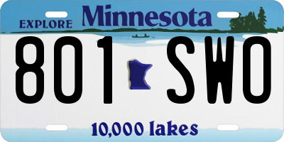 MN license plate 801SWO