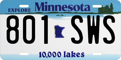 MN license plate 801SWS