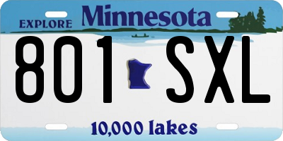 MN license plate 801SXL