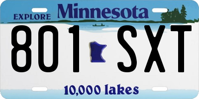 MN license plate 801SXT