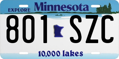 MN license plate 801SZC