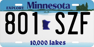 MN license plate 801SZF