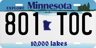 MN license plate 801TOC