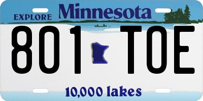 MN license plate 801TOE