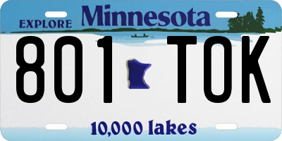 MN license plate 801TOK