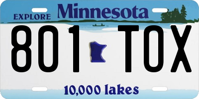 MN license plate 801TOX
