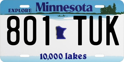 MN license plate 801TUK