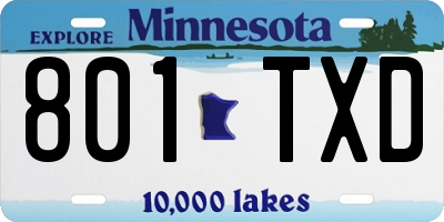 MN license plate 801TXD