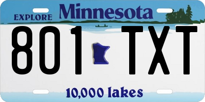 MN license plate 801TXT