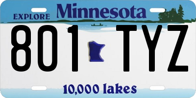 MN license plate 801TYZ