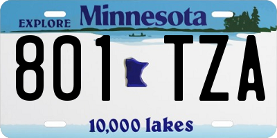 MN license plate 801TZA
