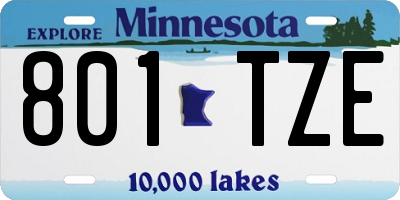 MN license plate 801TZE