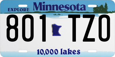 MN license plate 801TZO