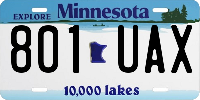 MN license plate 801UAX