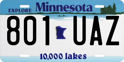 MN license plate 801UAZ