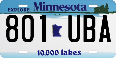 MN license plate 801UBA